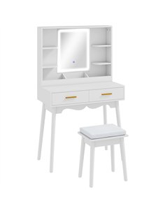 HOMCOM Elegant Dressing Table, with LED Mirror - White