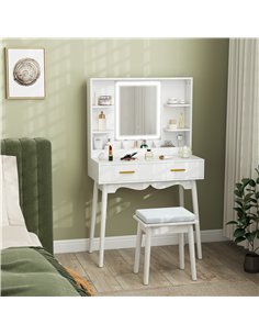 HOMCOM Elegant Dressing Table, with LED Mirror - White 2