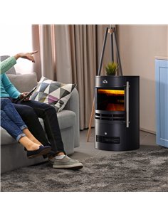 Homcom 900W/1800W Freestanding Indoor Electric Fireplace with Thermostat Control 2