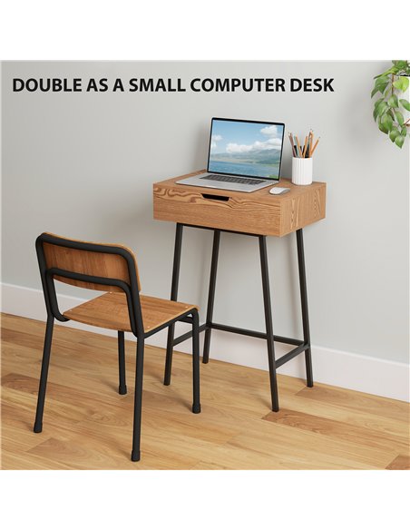 HOMCOM Vanity Desk with Flip-Up Mirror, Industrial Dressing Table with 16 Small Compartments for Bedroom, Natural Wood Effect - pic 166694 | FastDaddyshop
