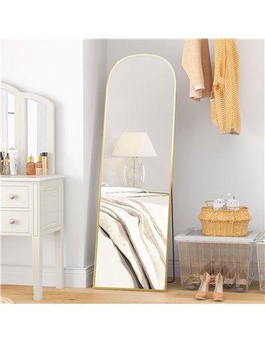 HOMCOM 162cm Aluminium Frame Standing Mirror - Gold
