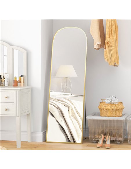 HOMCOM 162cm Aluminium Frame Standing Mirror - Gold - pic 166699 | FastDaddyshop