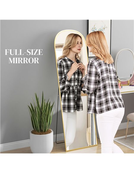 HOMCOM 162cm Aluminium Frame Standing Mirror - Gold - pic 166701 | FastDaddyshop