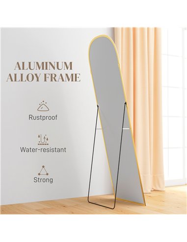 HOMCOM 162cm Aluminium Frame Standing Mirror - Gold
