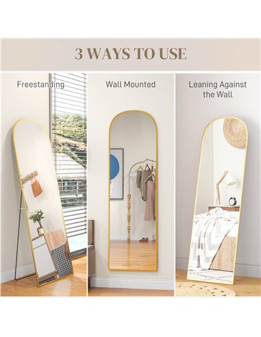 HOMCOM 162cm Aluminium Frame Standing Mirror - Gold