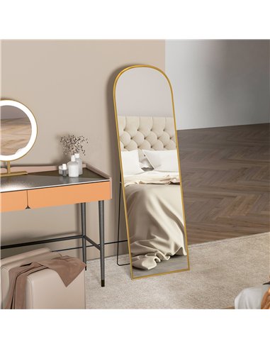 HOMCOM 162cm Aluminium Frame Standing Mirror - Gold