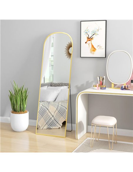 HOMCOM 162cm Aluminium Frame Standing Mirror - Gold - pic 166706 | FastDaddyshop