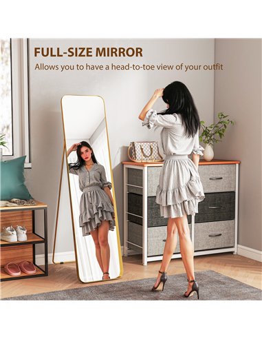 HOMCOM 40 x 160 cm Rectangular Full Length Mirror - Gold Tone