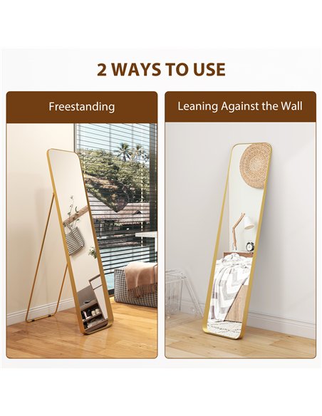 HOMCOM 40 x 160 cm Rectangular Full Length Mirror - Gold Tone - pic 166720 | FastDaddyshop