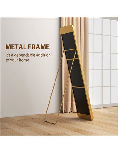HOMCOM 40 x 160 cm Rectangular Full Length Mirror - Gold Tone