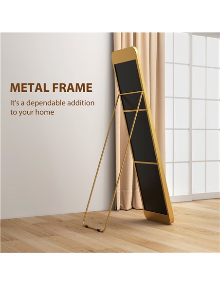 HOMCOM 40 x 160 cm Rectangular Full Length Mirror - Gold Tone - pic 166721 | FastDaddyshop