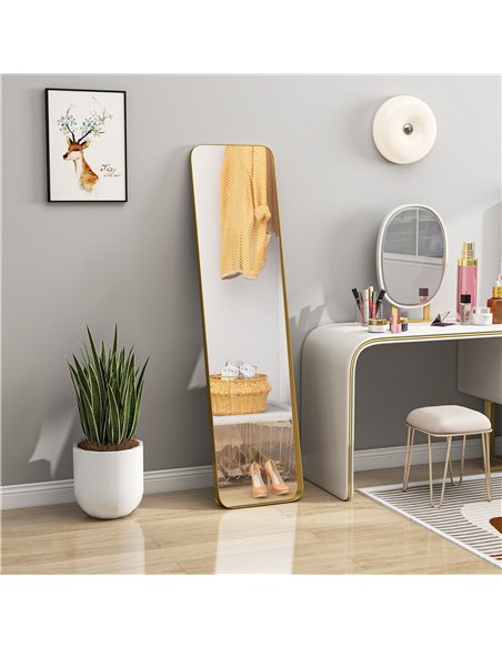 HOMCOM 40 x 160 cm Rectangular Full Length Mirror - Gold Tone - pic 166723 | FastDaddyshop