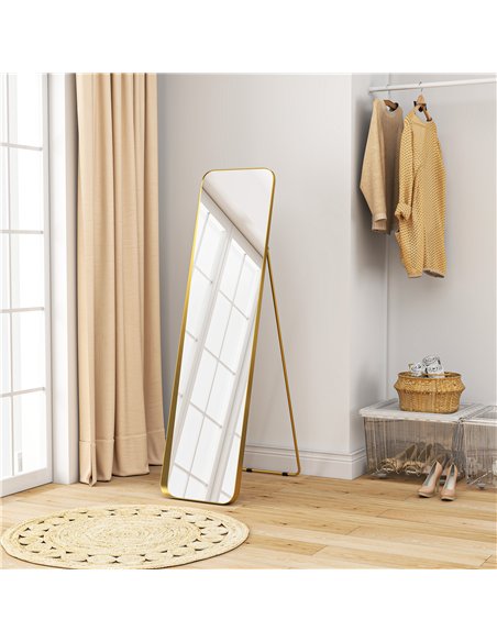 HOMCOM 40 x 160 cm Rectangular Full Length Mirror - Gold Tone - pic 166724 | FastDaddyshop
