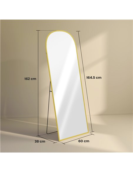 HOMCOM 165cm Aluminium Frame Standing Mirror - Gold - pic 166727 | FastDaddyshop