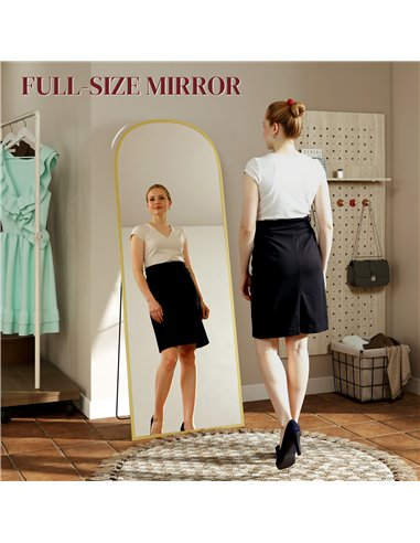 HOMCOM 165cm Aluminium Frame Standing Mirror - Gold