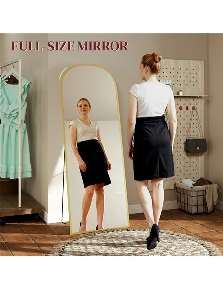 HOMCOM 165cm Aluminium Frame Standing Mirror - Gold - pic 166728 | FastDaddyshop