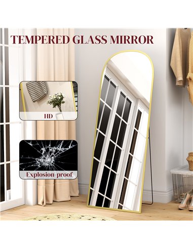 HOMCOM 165cm Aluminium Frame Standing Mirror - Gold