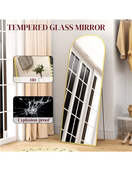 HOMCOM 165cm Aluminium Frame Standing Mirror - Gold - pic 166729 | FastDaddyshop