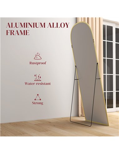 HOMCOM 165cm Aluminium Frame Standing Mirror - Gold