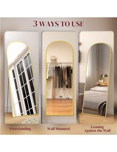 HOMCOM 165cm Aluminium Frame Standing Mirror - Gold - pic 166731 | FastDaddyshop