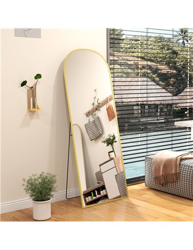 HOMCOM 165cm Aluminium Frame Standing Mirror - Gold