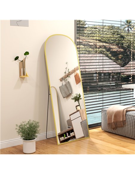 HOMCOM 165cm Aluminium Frame Standing Mirror - Gold - pic 166732 | FastDaddyshop