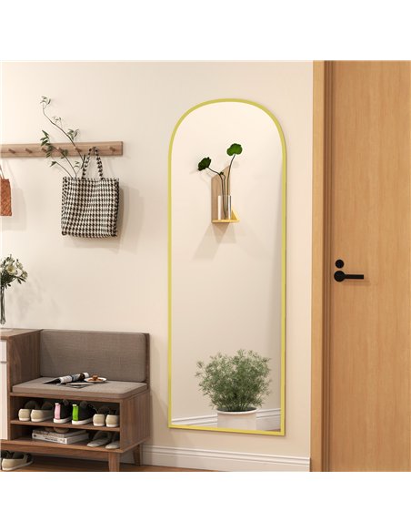 HOMCOM 165cm Aluminium Frame Standing Mirror - Gold - pic 166733 | FastDaddyshop