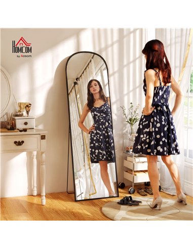 HOMCOM 165cm Aluminium Frame Standing Mirror - Black