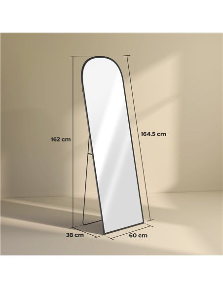 HOMCOM 165cm Aluminium Frame Standing Mirror - Black - pic 166736 | FastDaddyshop