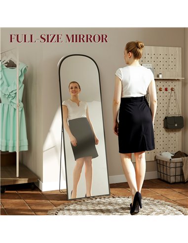 HOMCOM 165cm Aluminium Frame Standing Mirror - Black