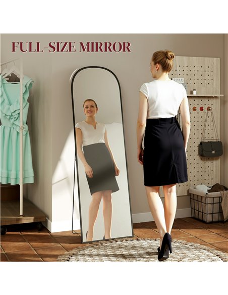HOMCOM 165cm Aluminium Frame Standing Mirror - Black - pic 166737 | FastDaddyshop