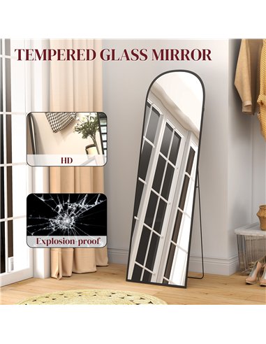 HOMCOM 165cm Aluminium Frame Standing Mirror - Black