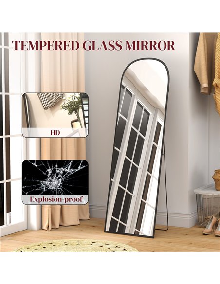HOMCOM 165cm Aluminium Frame Standing Mirror - Black - pic 166738 | FastDaddyshop