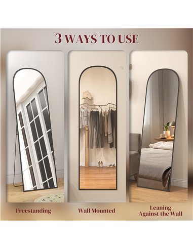 HOMCOM 165cm Aluminium Frame Standing Mirror - Black