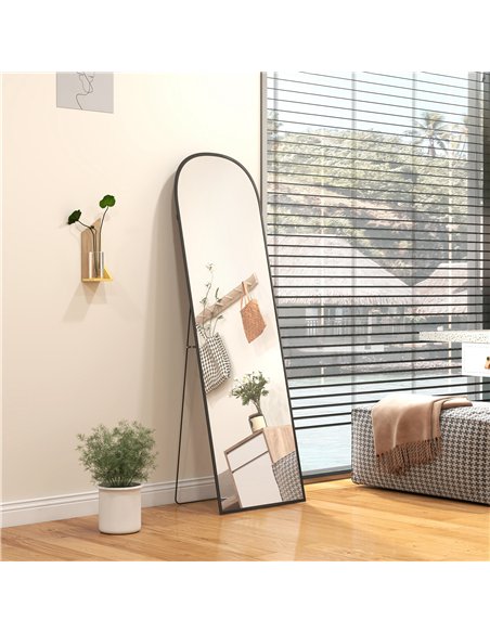 HOMCOM 165cm Aluminium Frame Standing Mirror - Black - pic 166741 | FastDaddyshop