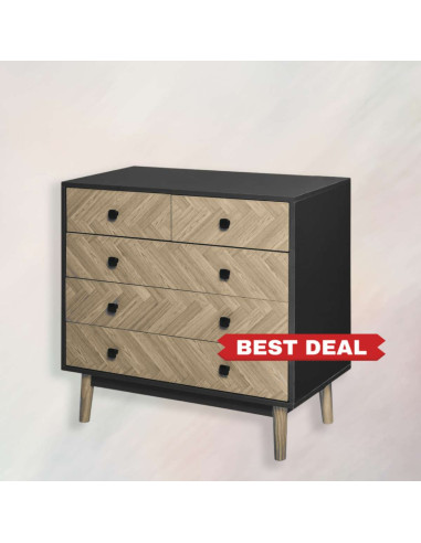 HOMCOM 5-Drawer Chest Storage Cabinet Sideboards with Metal Handles Freestanding Dresser for Bedroom, Living Room pic1