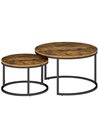 HOMCOM Set of Two Wood-Effect Stacking Tables - Rustic Brown