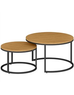 HOMCOM Set of Two Wood-Effect Stacking Tables - Brown