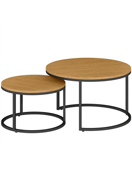 HOMCOM Set of Two Wood-Effect Stacking Tables - Brown - pic 166762 | FastDaddyshop