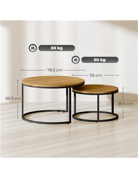 HOMCOM Set of Two Wood-Effect Stacking Tables - Brown - pic 166764 | FastDaddyshop