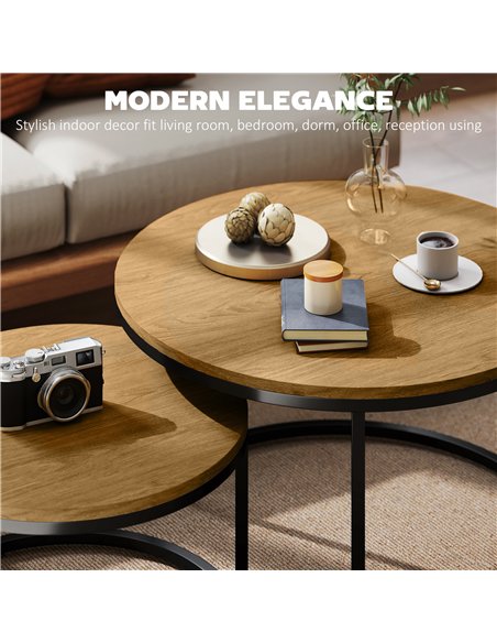 HOMCOM Set of Two Wood-Effect Stacking Tables - Brown - pic 166765 | FastDaddyshop