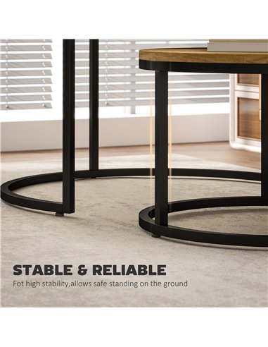 HOMCOM Set of Two Wood-Effect Stacking Tables - Brown
