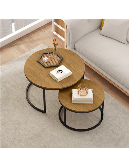 HOMCOM Set of Two Wood-Effect Stacking Tables - Brown - pic 166769 | FastDaddyshop