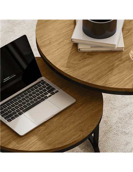 HOMCOM Set of Two Wood-Effect Stacking Tables - Brown - pic 166770 | FastDaddyshop