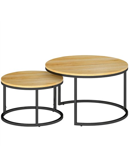 HOMCOM Set of Two Wood-Effect Stacking Tables - Natural - pic 166771 | FastDaddyshop