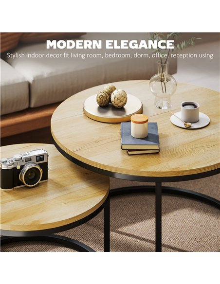 HOMCOM Set of Two Wood-Effect Stacking Tables - Natural - pic 166774 | FastDaddyshop