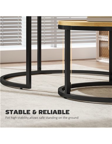 HOMCOM Set of Two Wood-Effect Stacking Tables - Natural