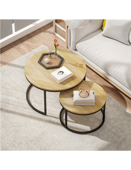 HOMCOM Set of Two Wood-Effect Stacking Tables - Natural - pic 166778 | FastDaddyshop