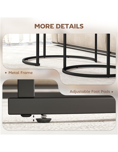 HOMCOM Coffee Table Set of 2, Round Nest of Tables with Metal Frame, Modern Side Tables for Living Room, Rustic Brown - pic 166785 | FastDaddyshop