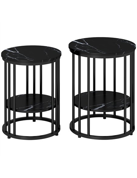 HOMCOM Set of Two Marble-Effect Coffee Tables - Black - pic 166798 | FastDaddyshop